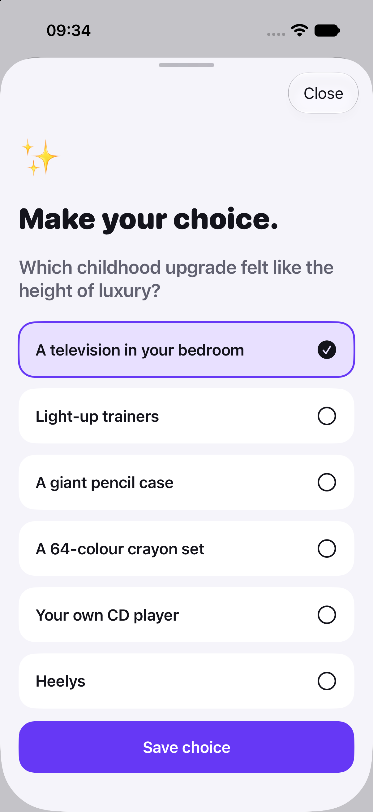 A question in Pools with answers to choose from
