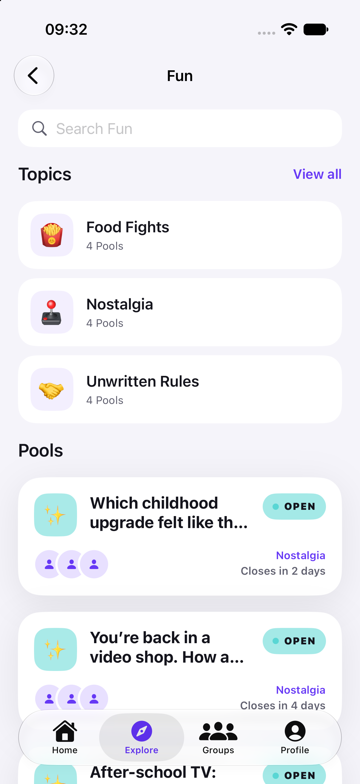 Topics to explore in Pools